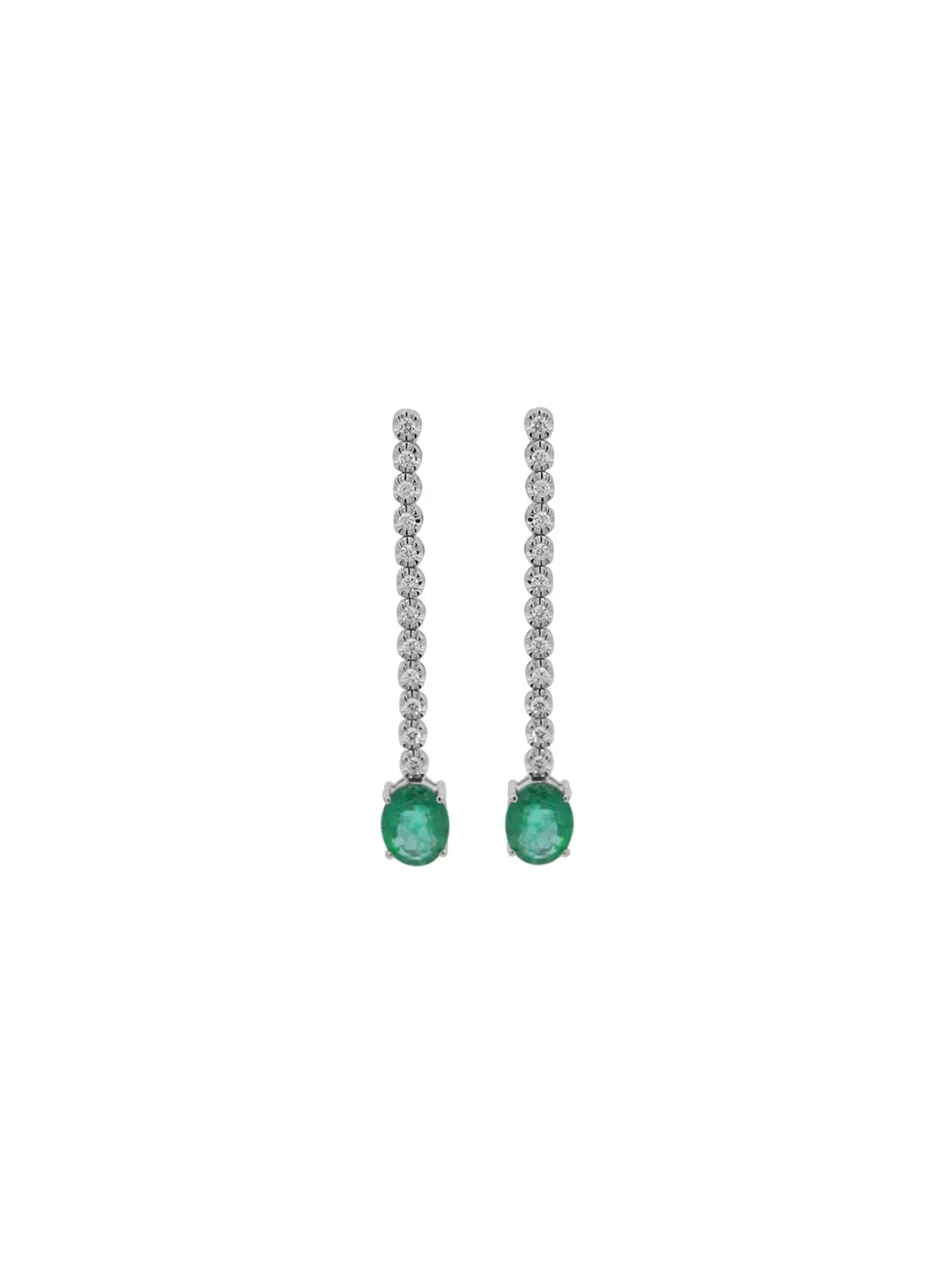 2.43ct Diamond Emerald 18K Gold Drop Earrings