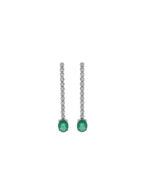 2.43ct Diamond Emerald 18K Gold Drop Earrings