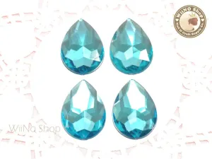 25 x 18mm Blue Aquamarine Pear Drop Flat Back Acrylic Rhinestone - 4 pcs