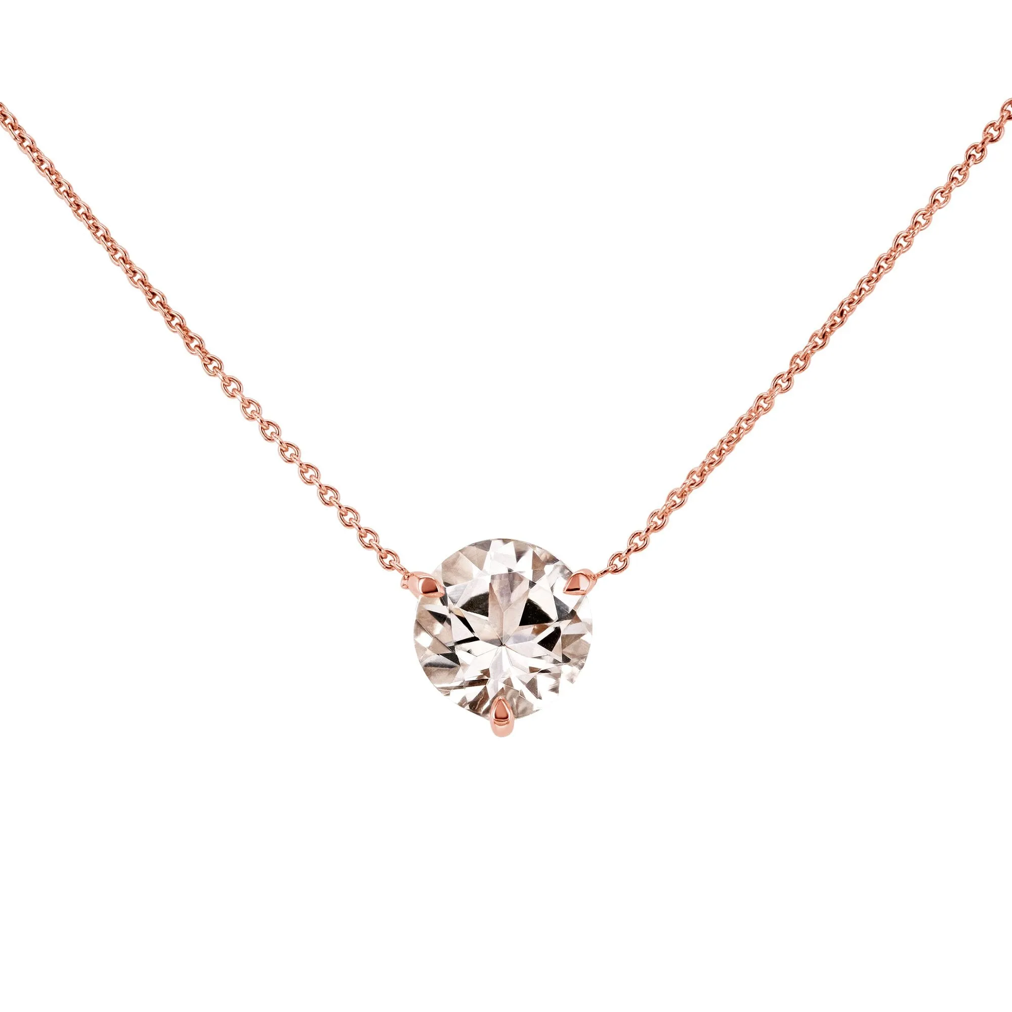 2ct Morganite Solitaire 3-Prong Necklace