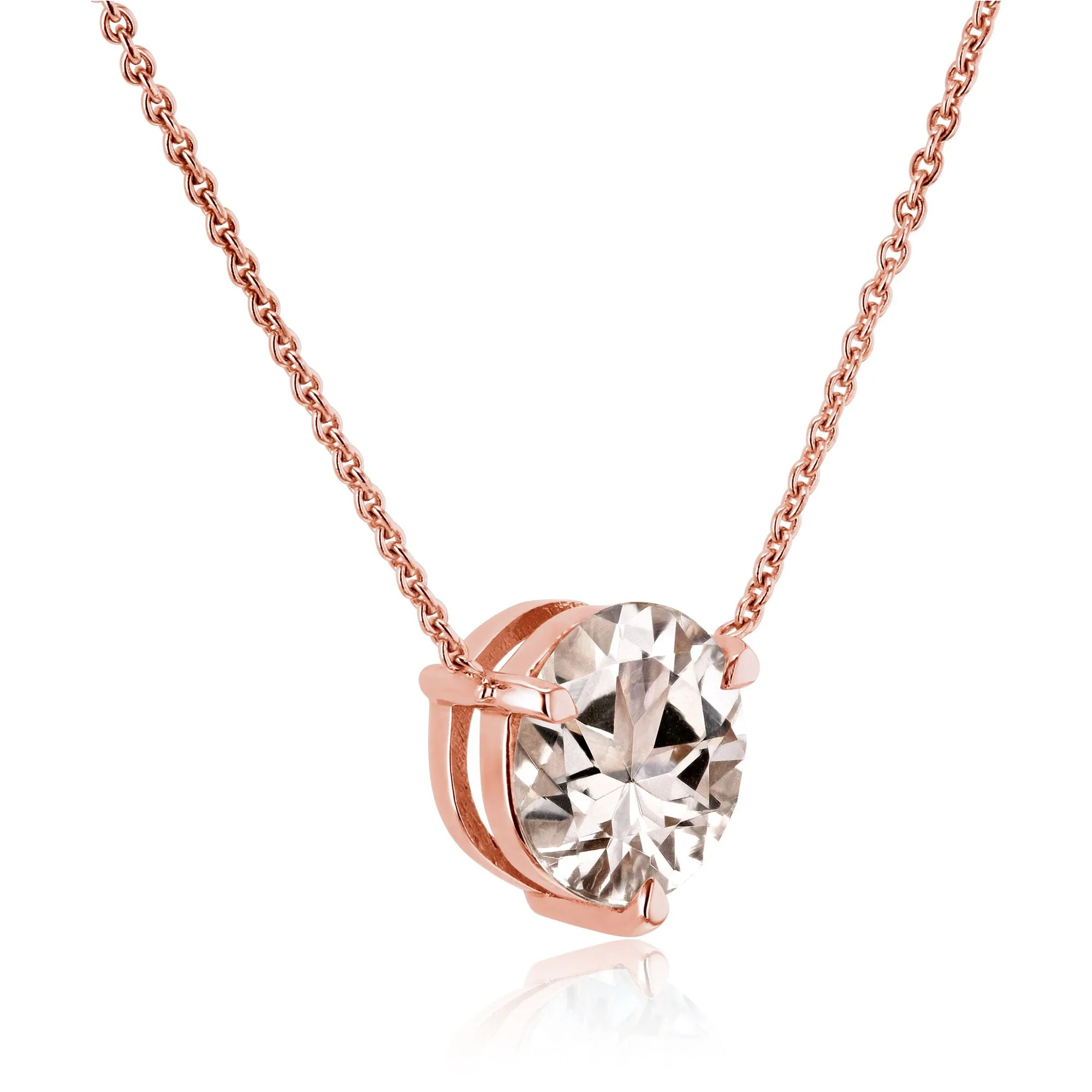 2ct Morganite Solitaire 3-Prong Necklace