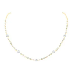 2CTW Round Diamond 16- Inch Flower Cluster Fashion Ladies Necklace -  14K Gold