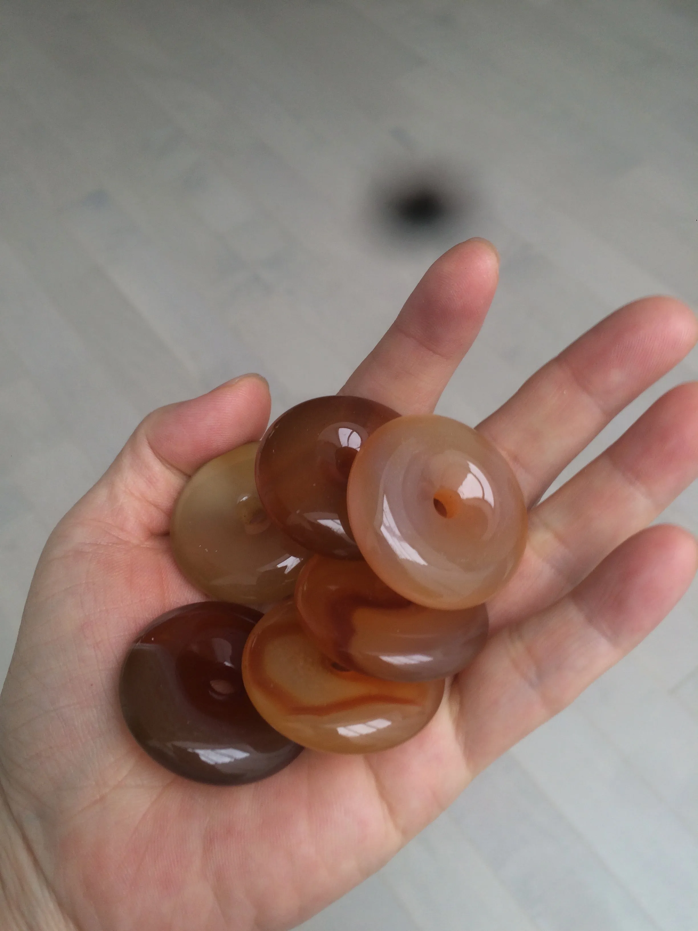 33-34mm 100% natural icy clear red/yellow agate safety guardian donut add-on item SY26