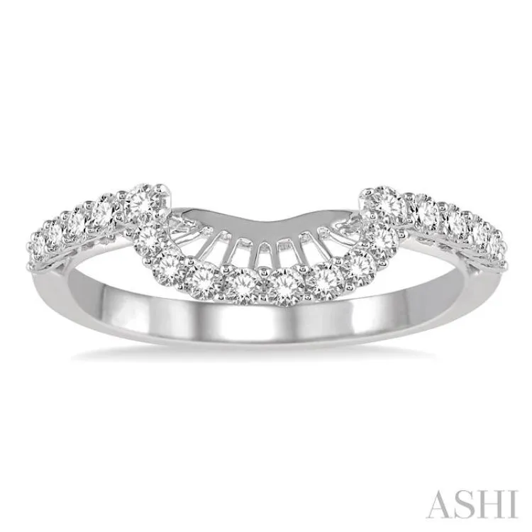 3/8 Ctw Arch Shape Round Cut Diamond Wedding Band in 14K White Gold