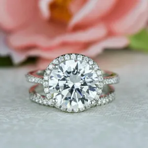 4.25 ctw Classic Round Halo Set, 40% Final Sale