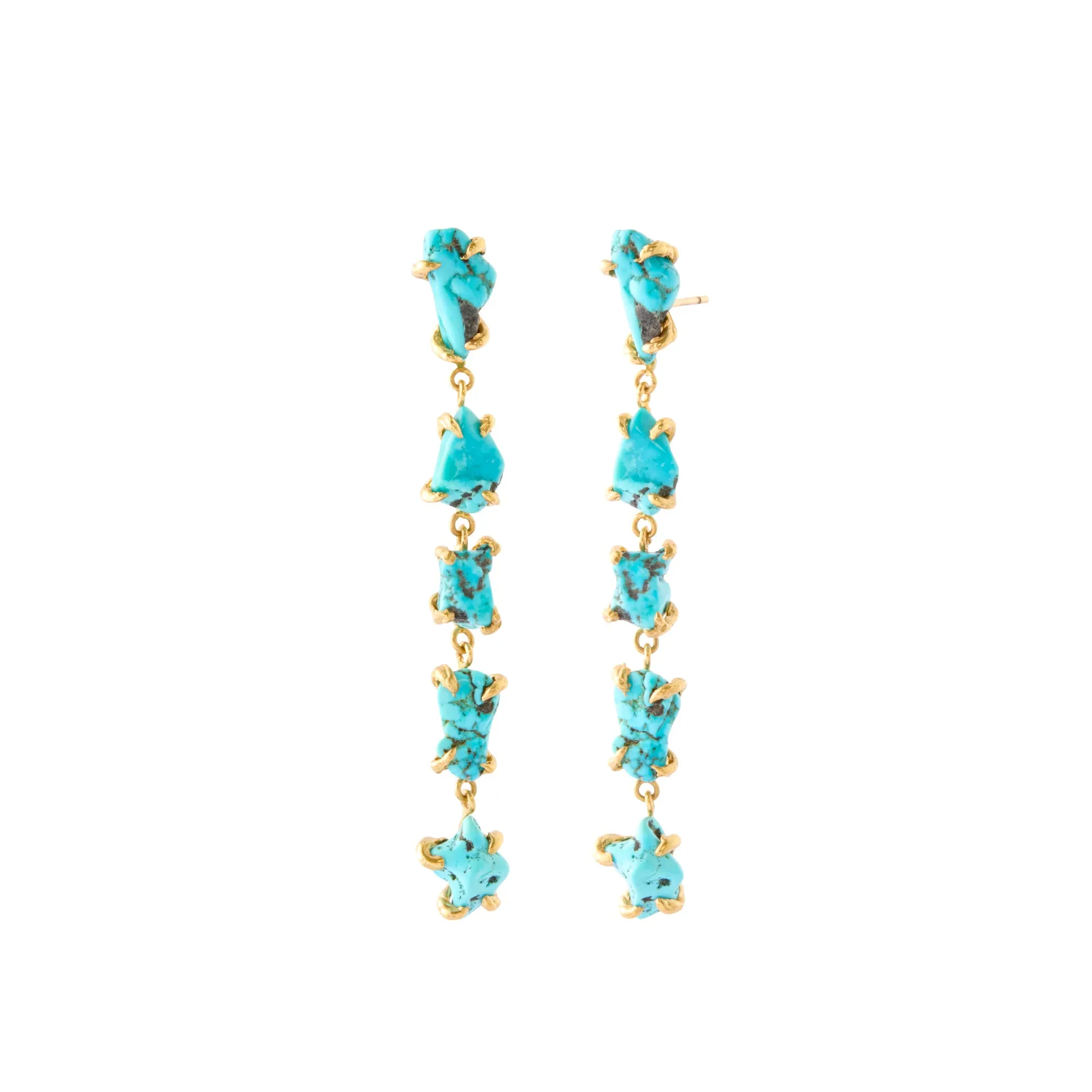 5 Drop Nugget Earrings - Turquoise