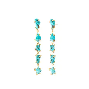 5 Drop Nugget Earrings - Turquoise