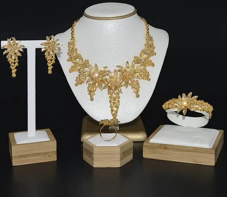 5 Pieces Gold Color Bridal Jewelry Set