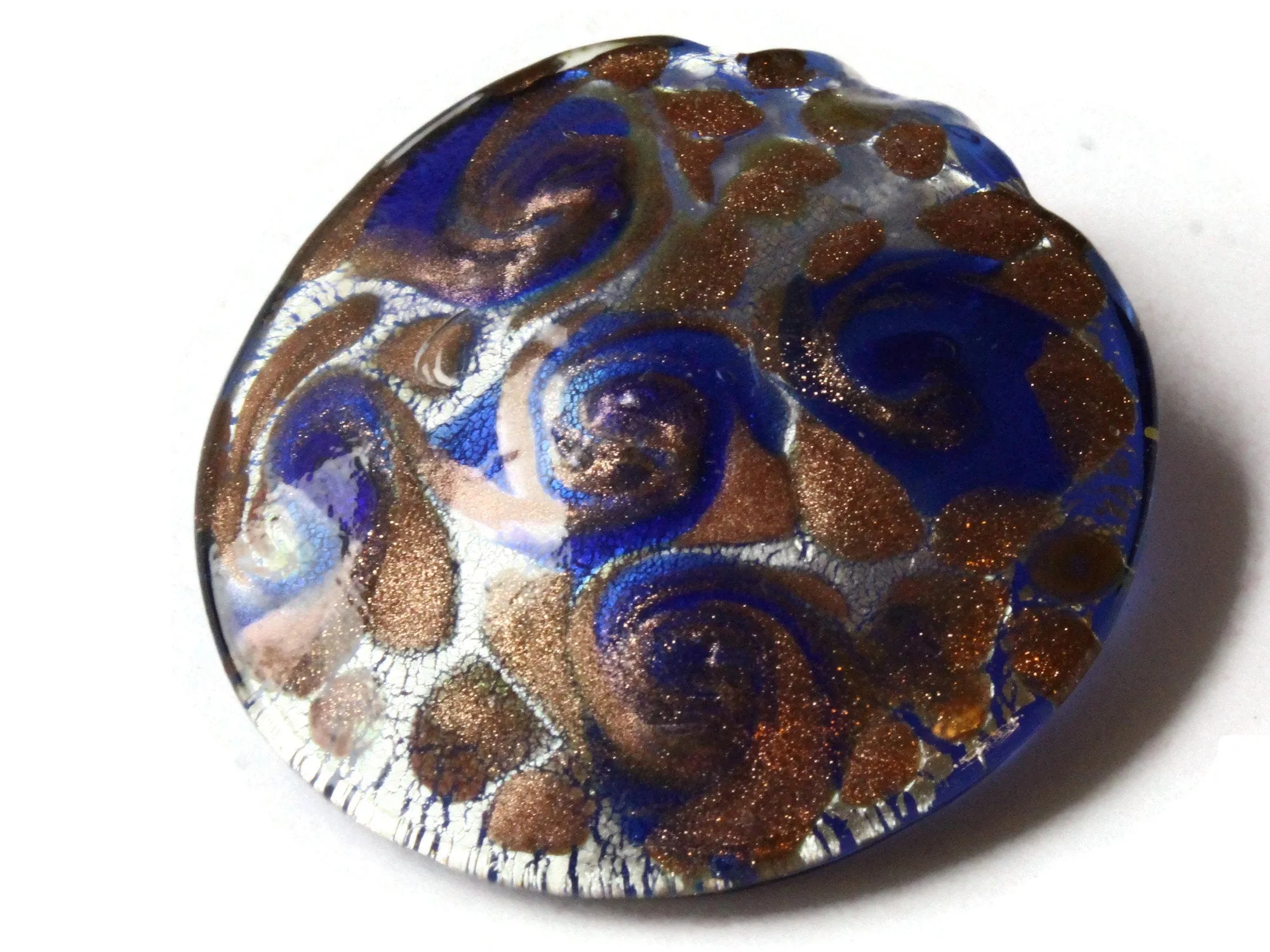 52mm Royal Blue Foil Glass Round Pendant