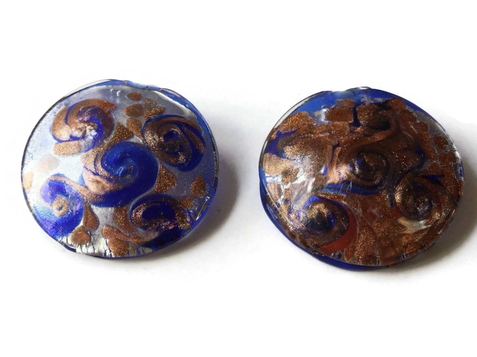 52mm Royal Blue Foil Glass Round Pendant