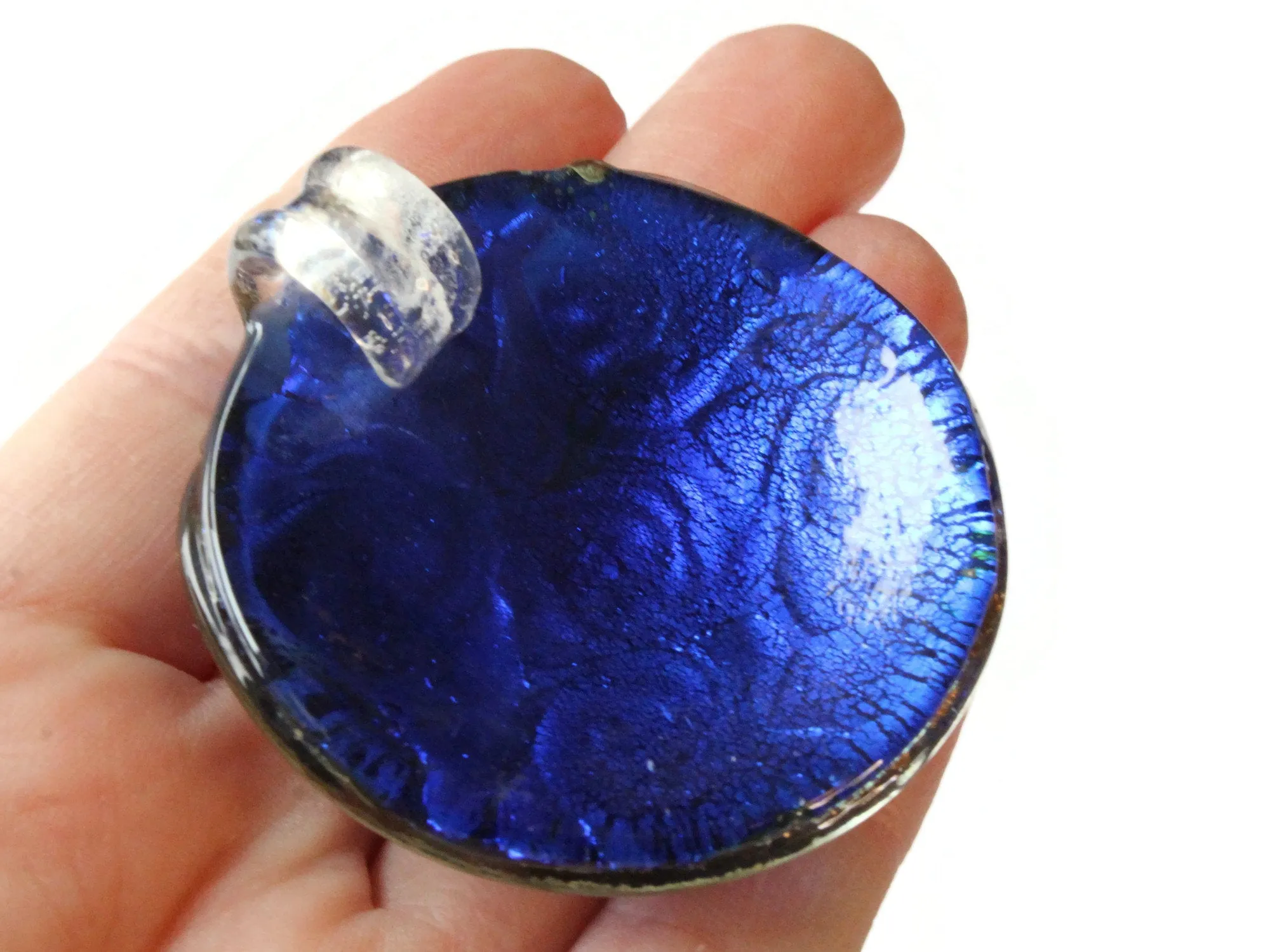 52mm Royal Blue Foil Glass Round Pendant