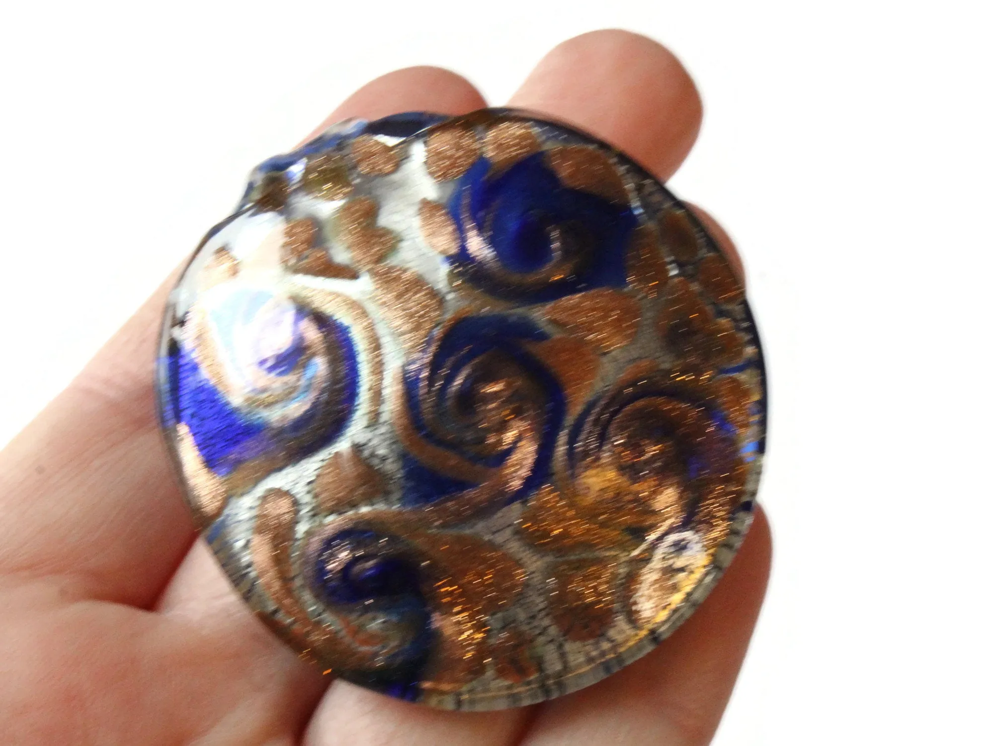 52mm Royal Blue Foil Glass Round Pendant