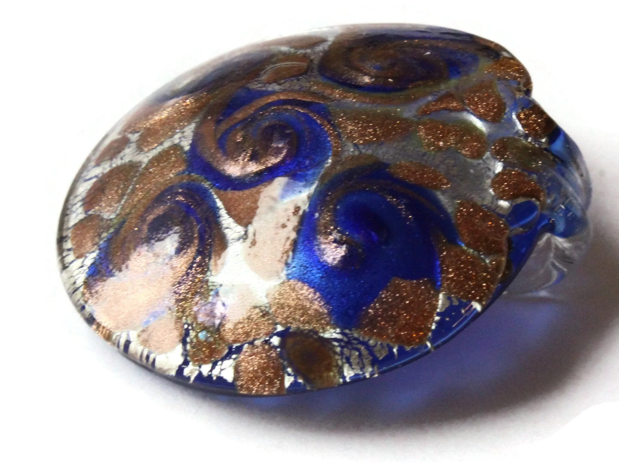 52mm Royal Blue Foil Glass Round Pendant