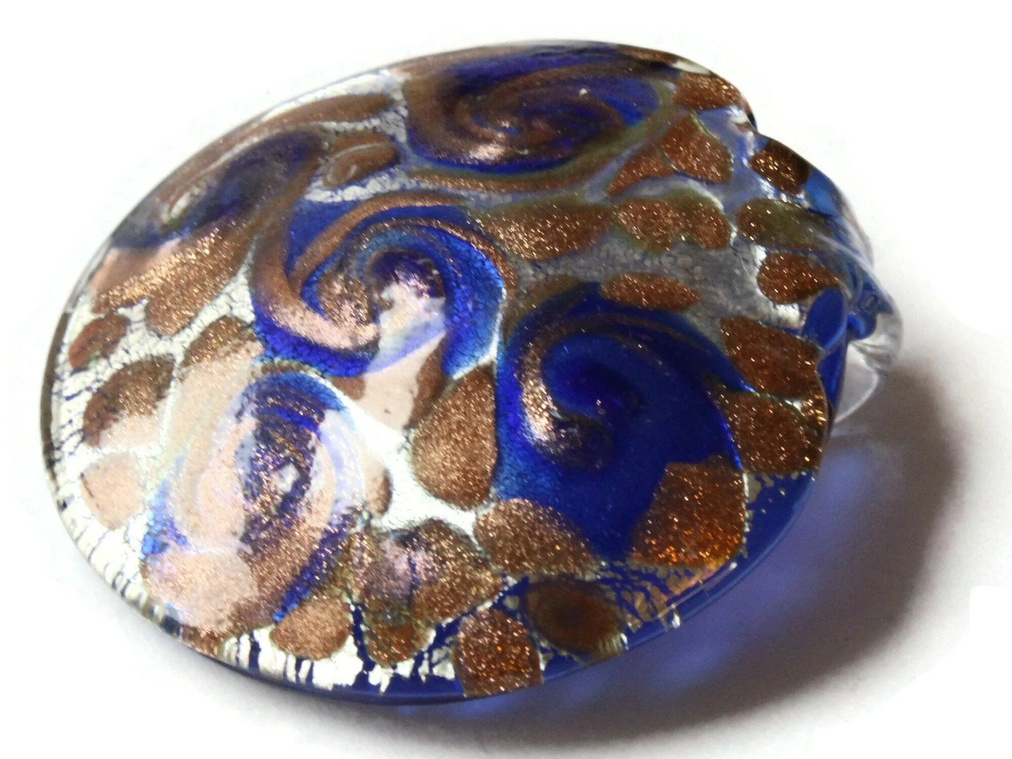 52mm Royal Blue Foil Glass Round Pendant