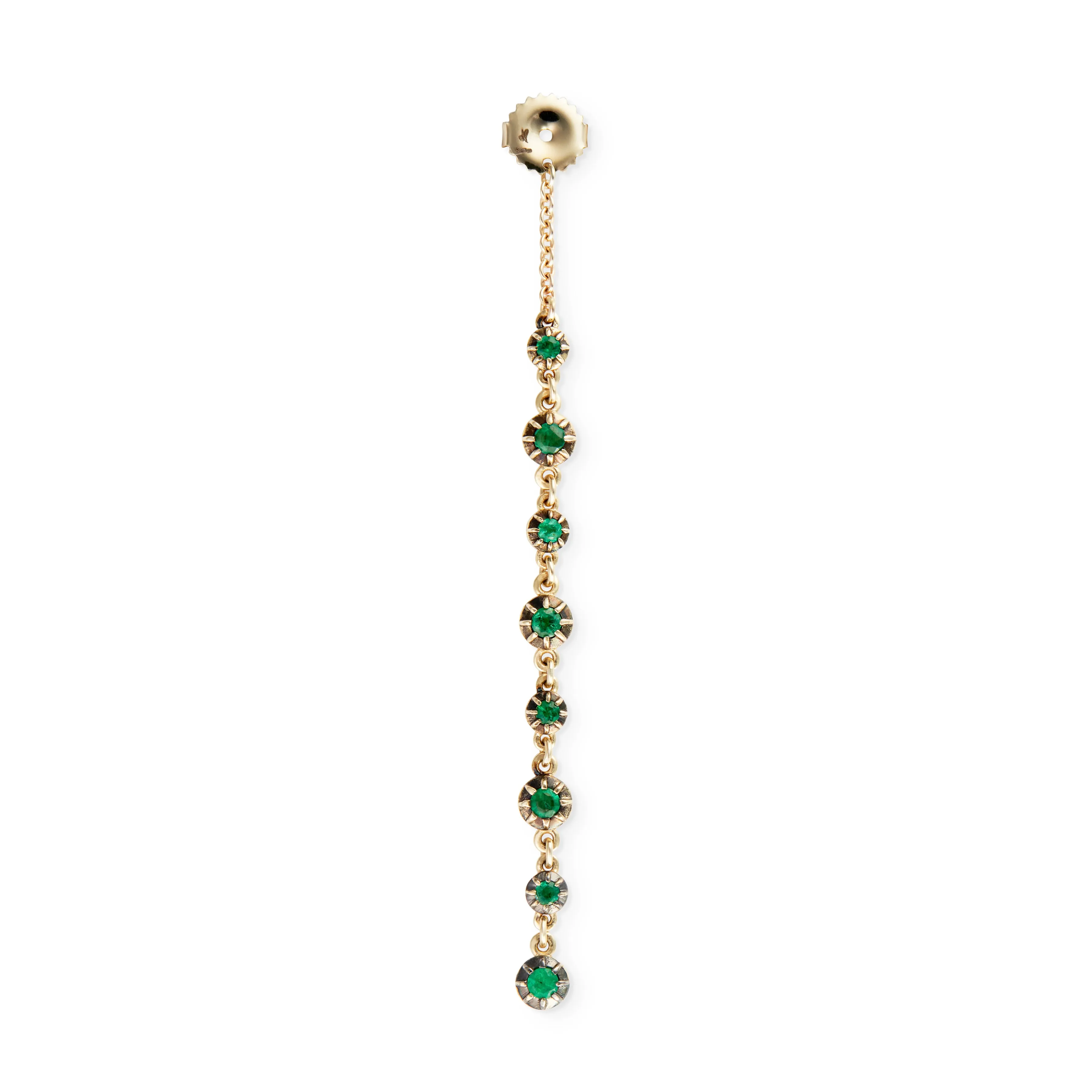 8 BLACK RHODIUM ROUND SOPHIA EMERALD EARRING BACK