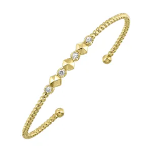 89 Facet 14Kt Yellow Gold Diamond 1/5Ctw Bangle