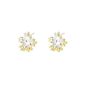 925 Silver Contrast Color Irregular Metal Flower Earrings