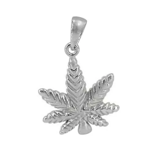 925 sterling silver marijuana leaf necklace