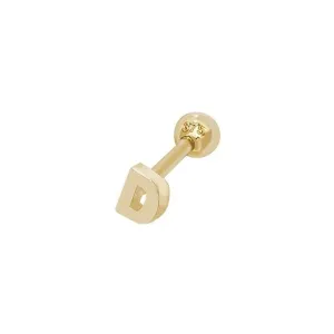 9ct Yellow Gold Initial Cartilage 6mm Post Stud ES940/D