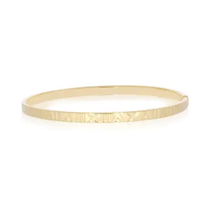 9ct Yellow Gold Silver Filled Roman Numerals Bangle