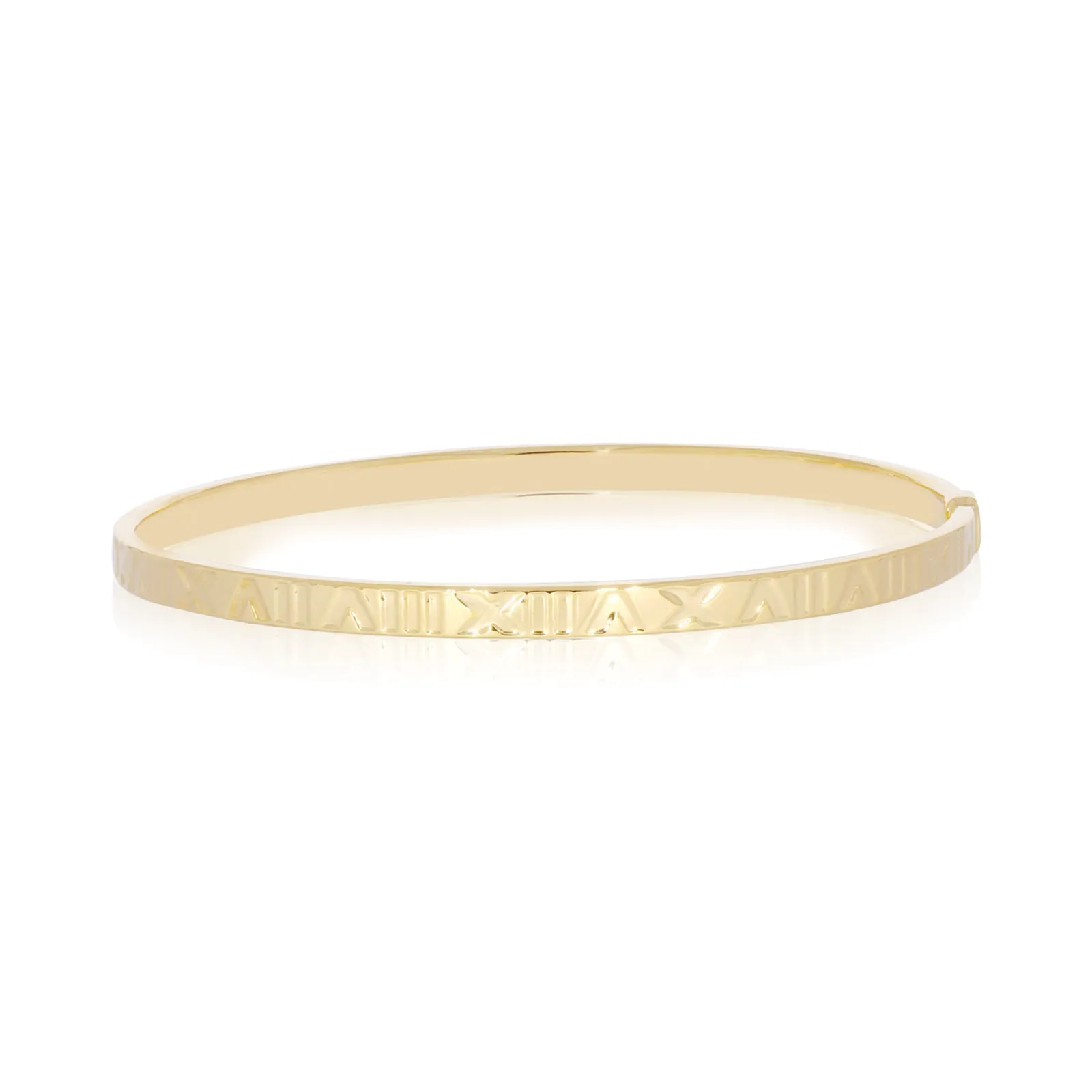 9ct Yellow Gold Silver Filled Roman Numerals Bangle