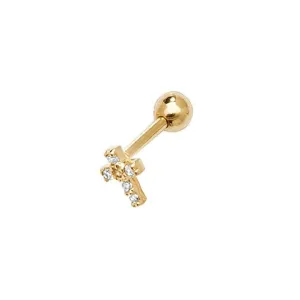 9ct Yellow Gold Zirconia Cross Cartilage 6mm Post Stud ES914