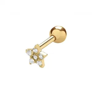 9ct Yellow Gold Zirconia Star Cartilage 6mm Post Stud ES930