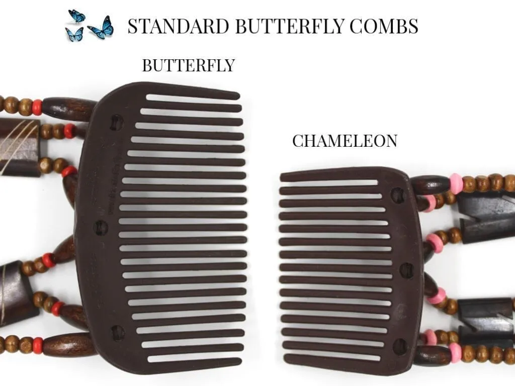 African Butterfly Thick Hair Comb - Stones & Bones Black 112