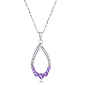 Amethyst Accented Open Teardrop Design Pendant