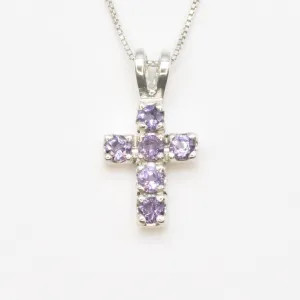 Amethyst Cross Pendant, Natural Amethyst Pendant, Purple Stone Cross Necklace