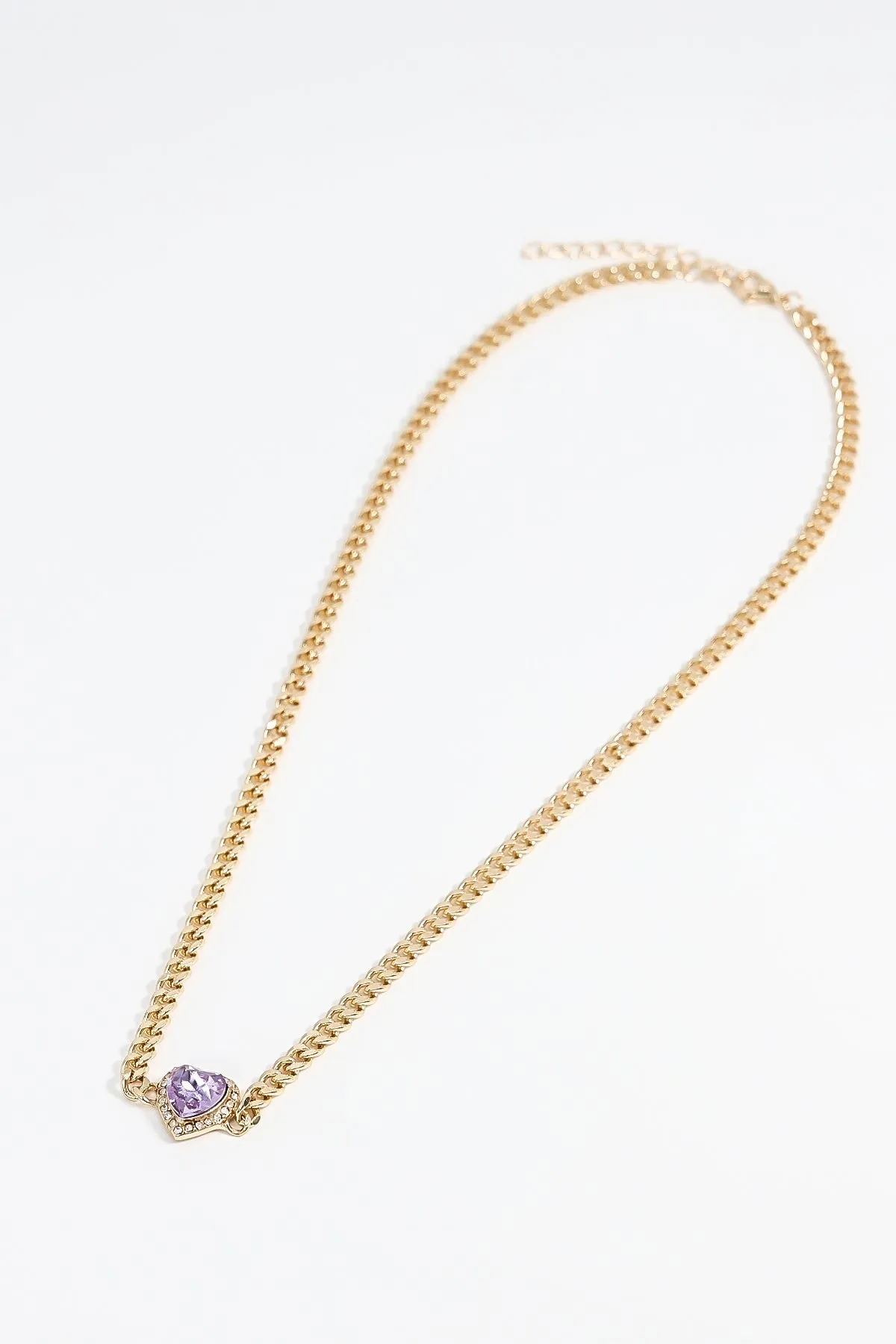 Amethyst Heart Necklace in Gold