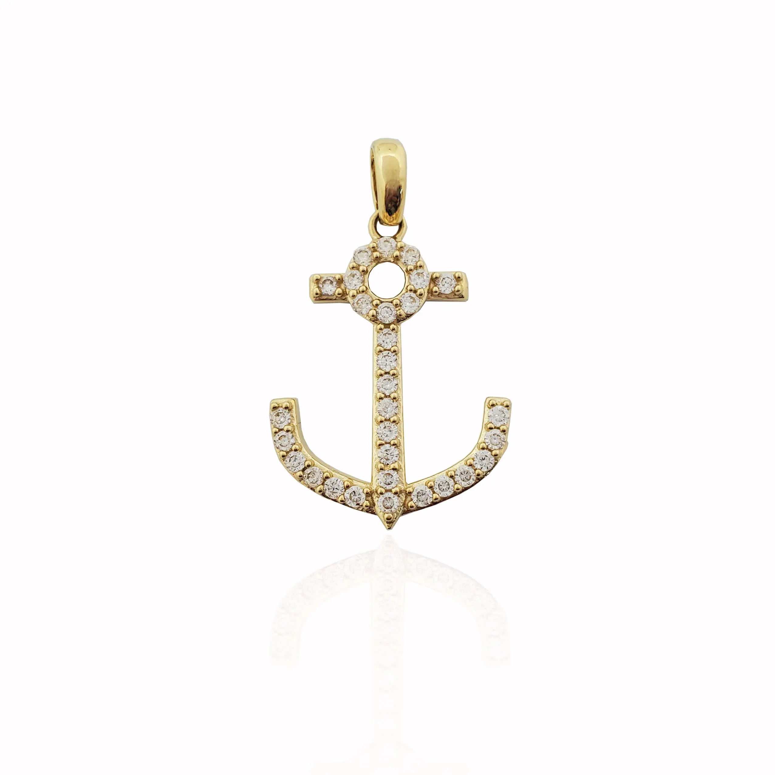 Anchor CZ Pendant (10K)