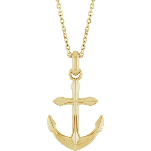 Anchor Necklace in 14K Yellow Gold