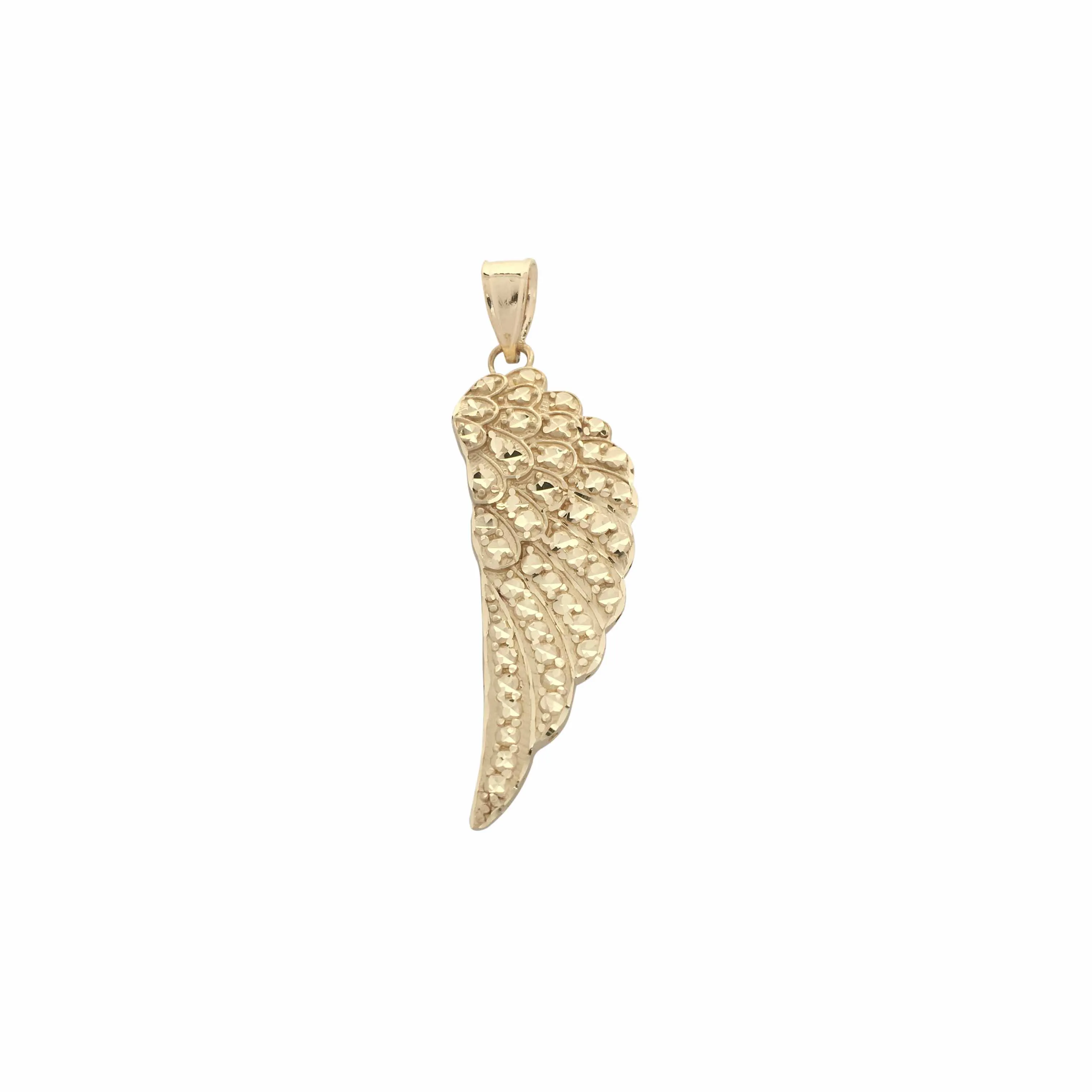 Angel Wing (Diamond Cut/Matte Feathers) Pendant (14K)