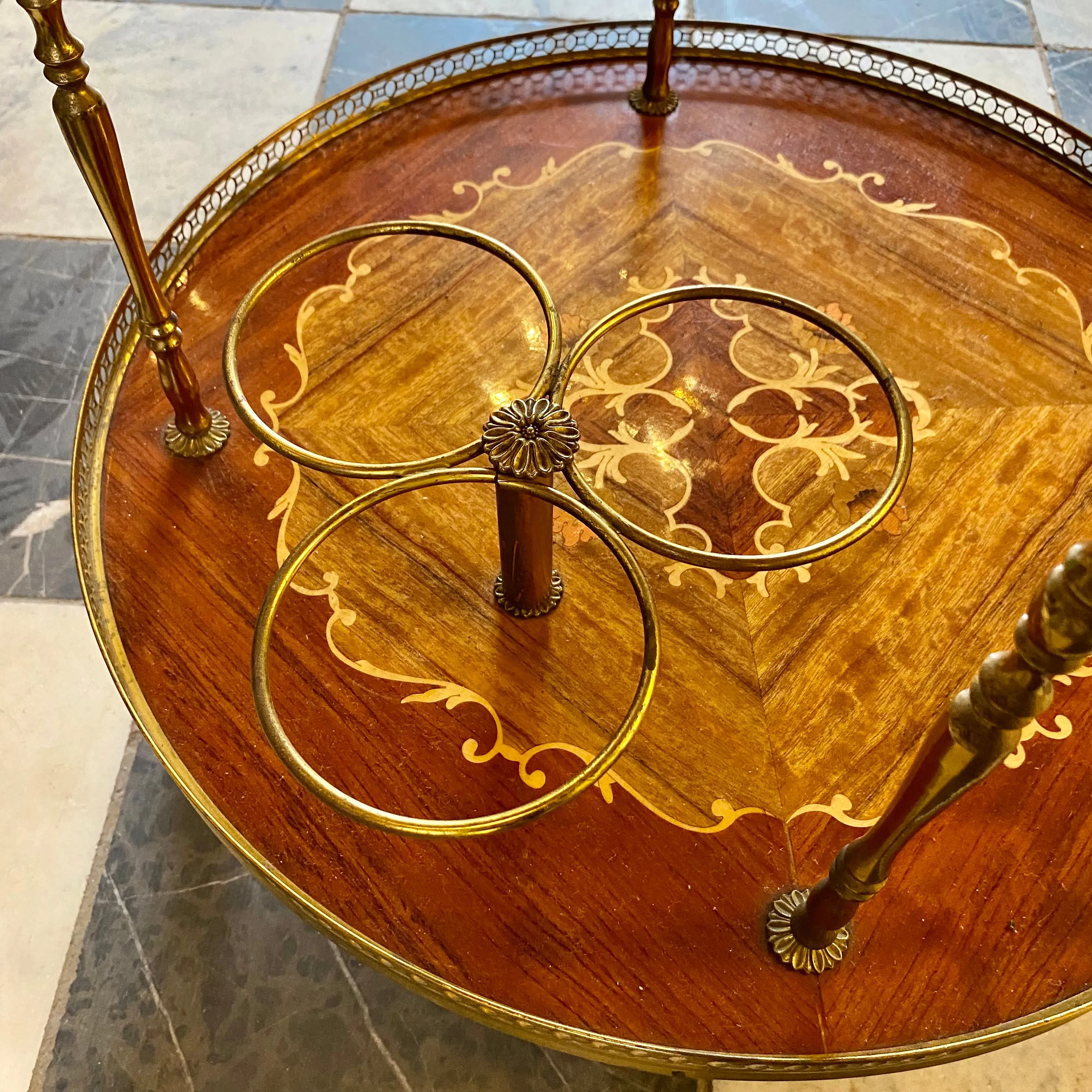 Antique Polished Inlaid Drinks Trolley - SOLD