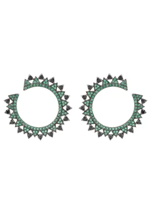 Apollo Hoops Emerald Green And Black Silver Oxidised