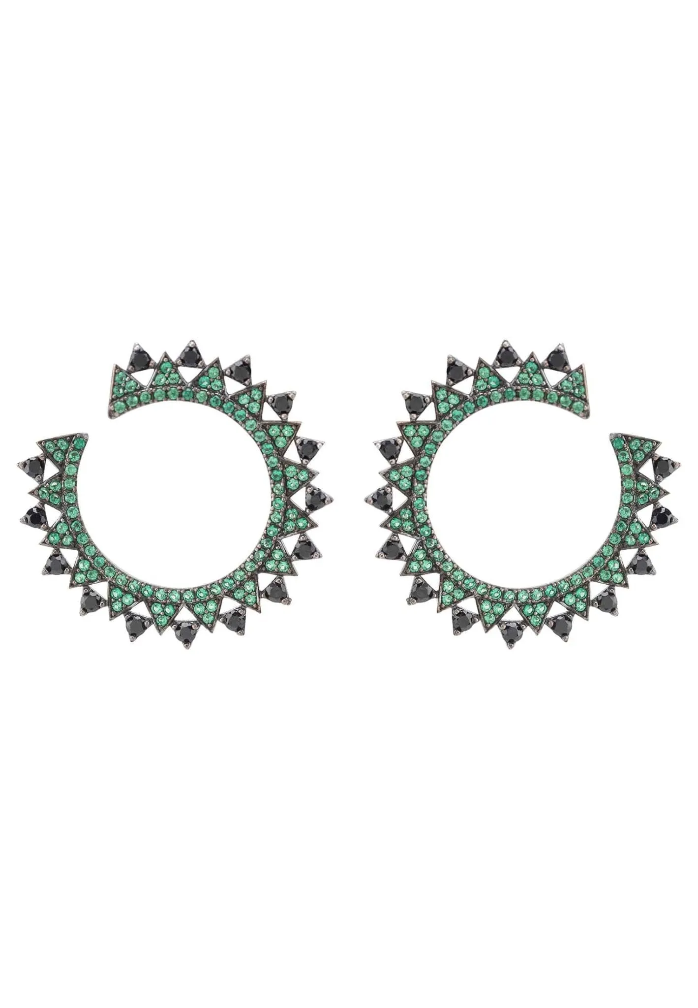 Apollo Hoops Emerald Green And Black Silver Oxidised