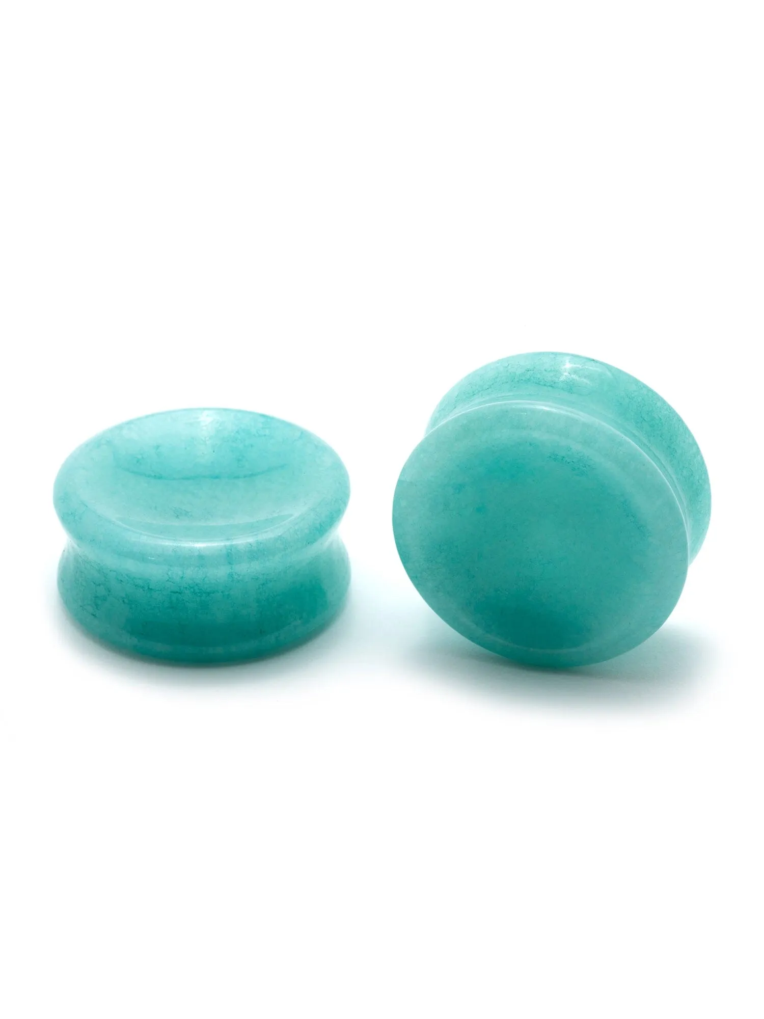 Aquamarine Amazonite Concave Stone Plugs