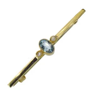 Aquamarine & Pearl Stock Pin