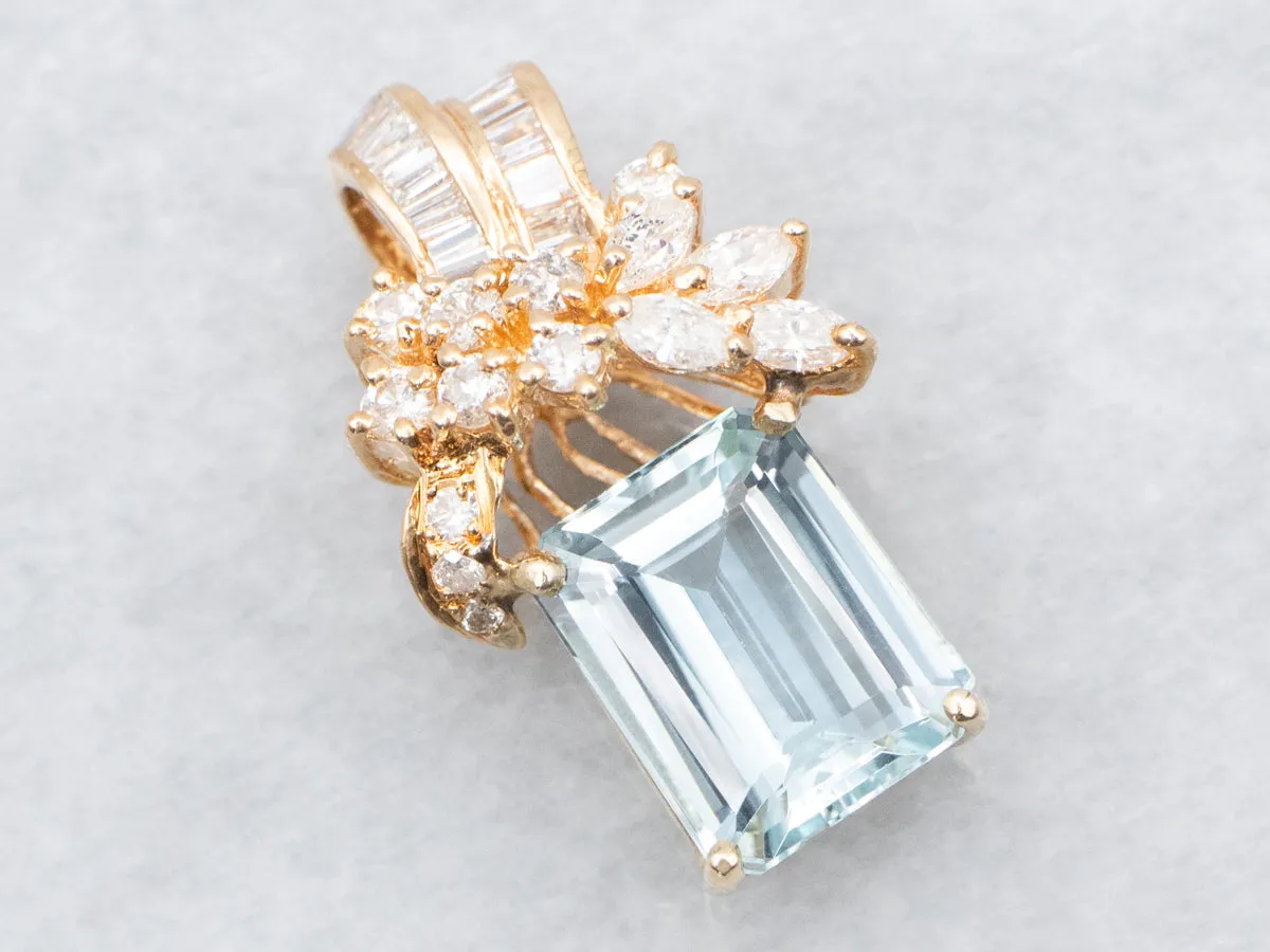 Aquamarine and Diamond Cluster Penedant