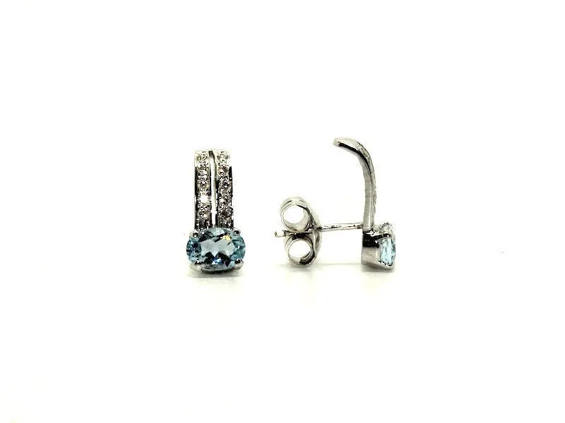 Aquamarine And Diamond Double Bar Earring Ad No.0216