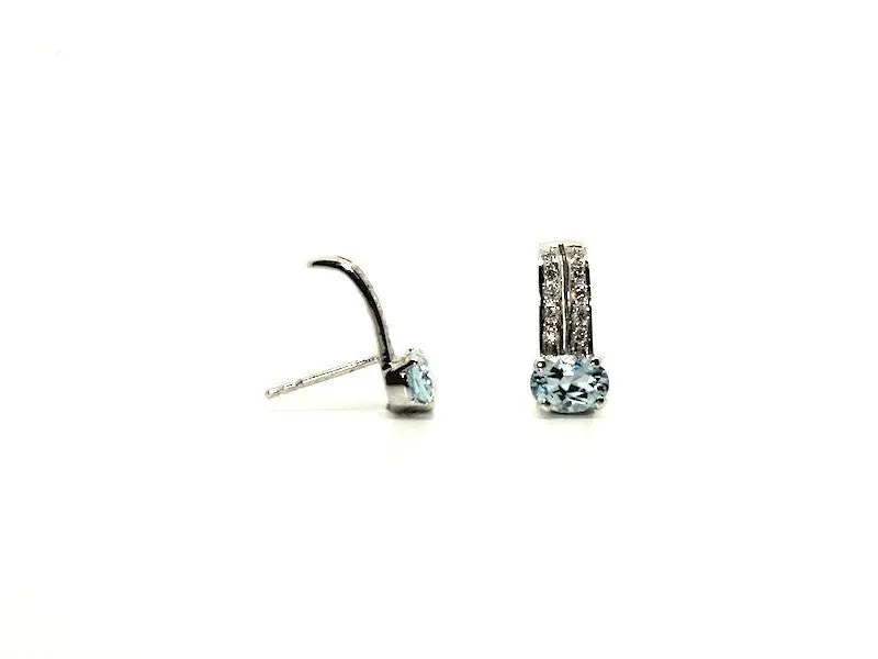 Aquamarine And Diamond Double Bar Earring Ad No.0216