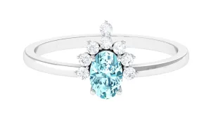 Aquamarine Designer Engagement Ring with Diamond Accent