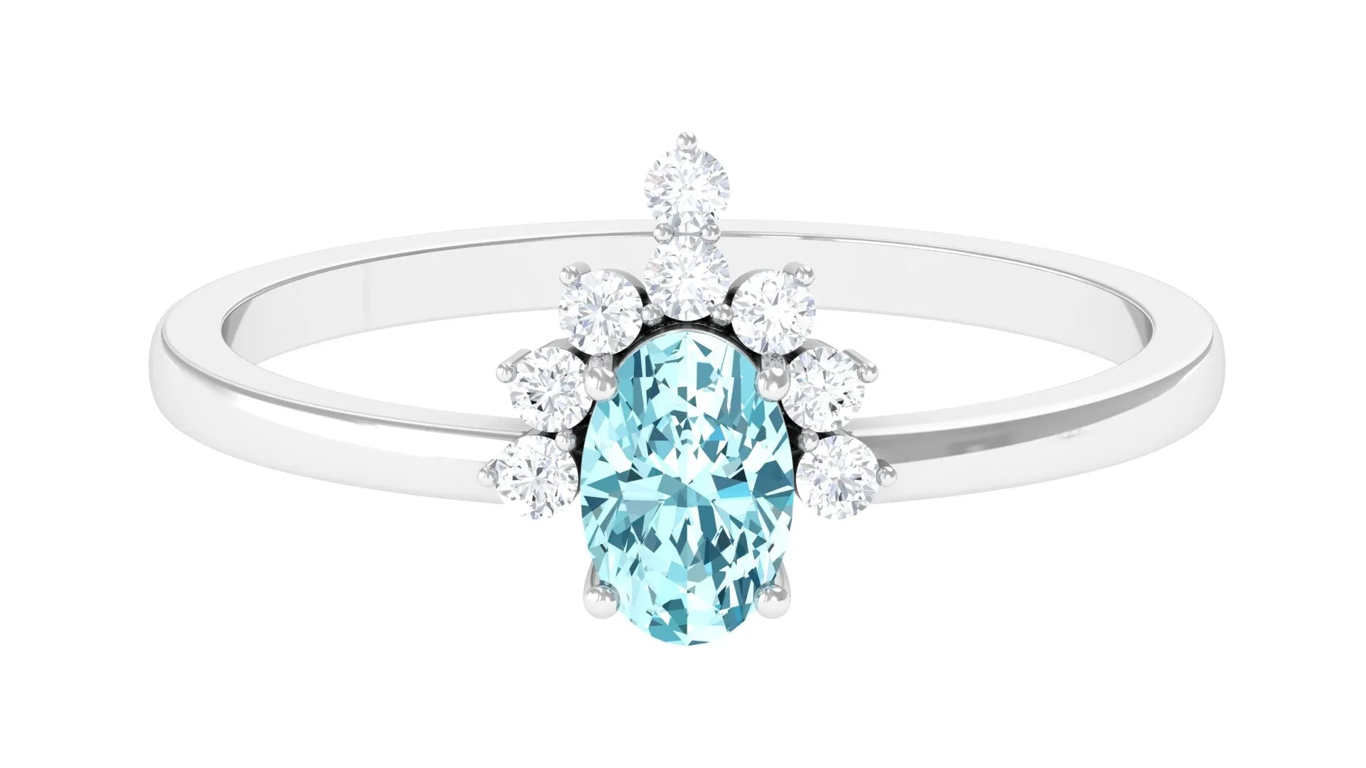 Aquamarine Designer Engagement Ring with Diamond Accent