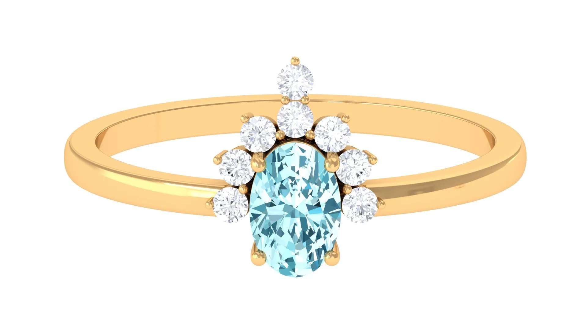 Aquamarine Designer Engagement Ring with Diamond Accent