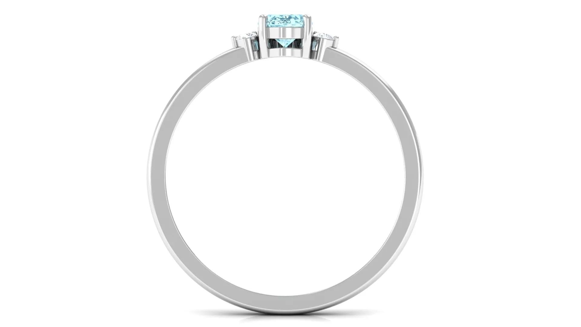 Aquamarine Designer Engagement Ring with Diamond Accent