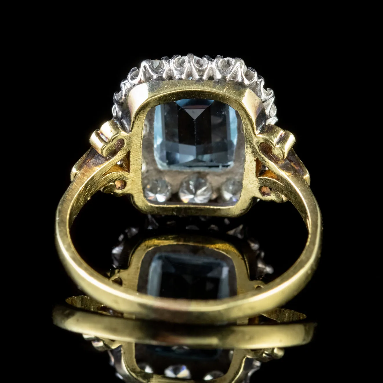 Aquamarine Diamond Ring 18Ct Gold Dated 1989