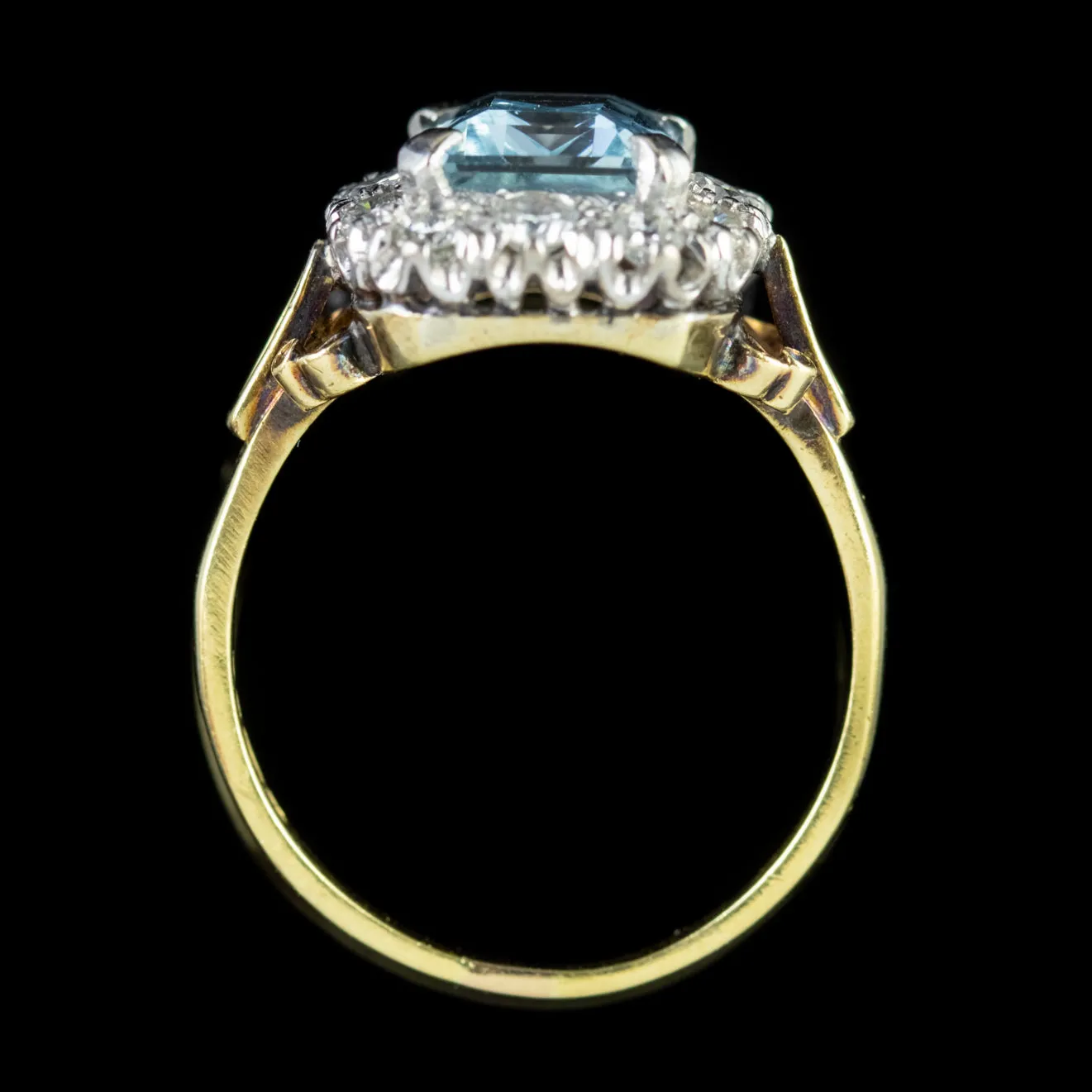 Aquamarine Diamond Ring 18Ct Gold Dated 1989