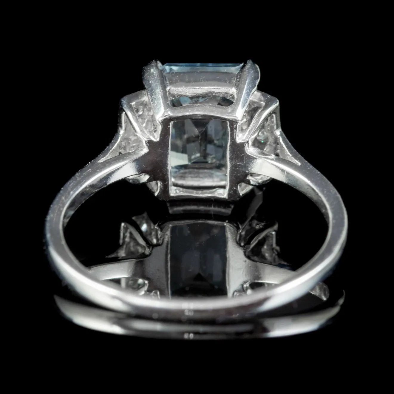 Aquamarine Diamond Ring Platinum 2.85ct Emerald Cut Aqua