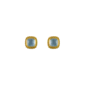 Aquamarine Granulated Stud Earrings